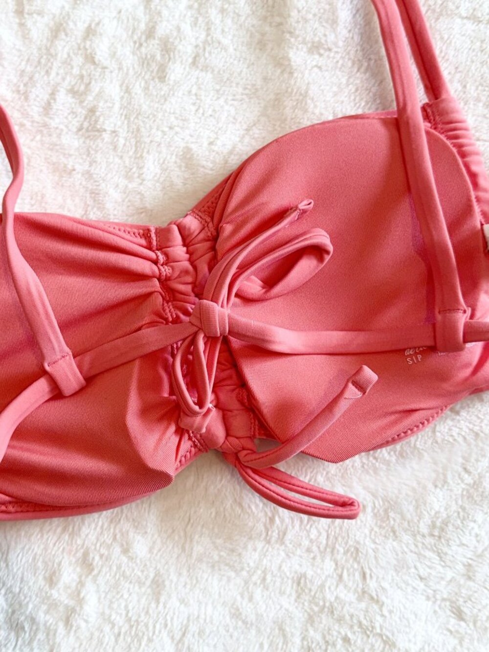 NWT Aerie Pink Coral Bandeau Ruched Bikini Top - Size: Small - Picture 5 of 10
